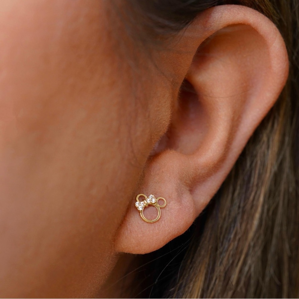 14k Solid gold Mouse earrings | Mouse stud earrings | made in Los Angeles | - Picture 3 of 5